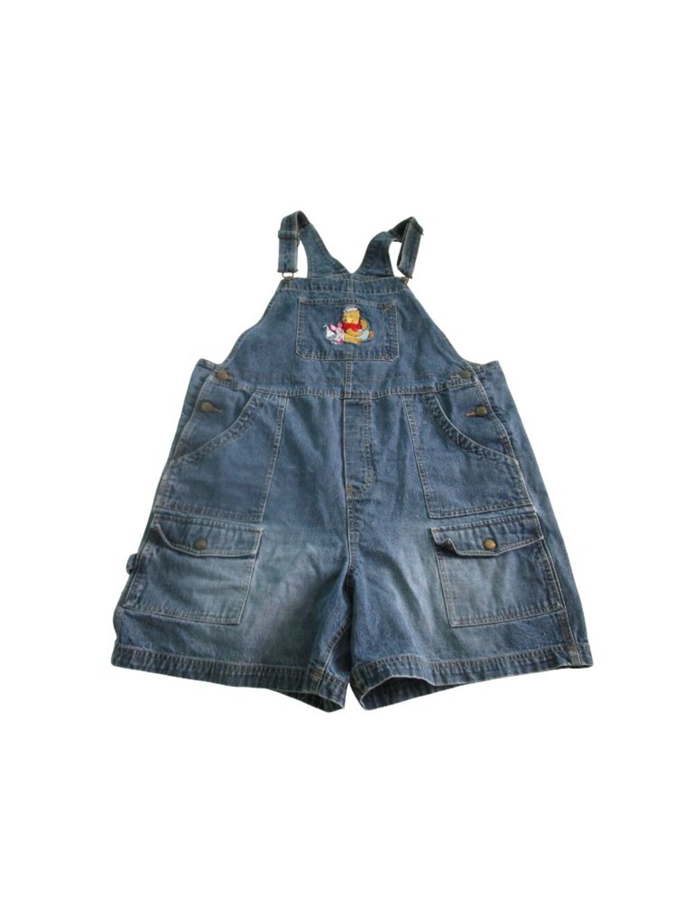 Vintage Disney Winnie The Pooh Piglet Sailor Anchor Denim Overalls Shorts Med
